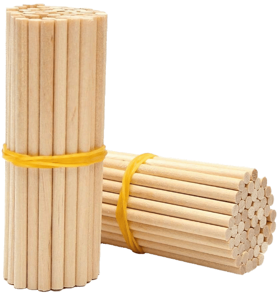 wooden round sticks and skewers