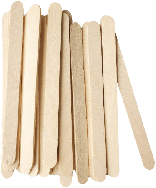 Wooden ice cream sticks and spoons
